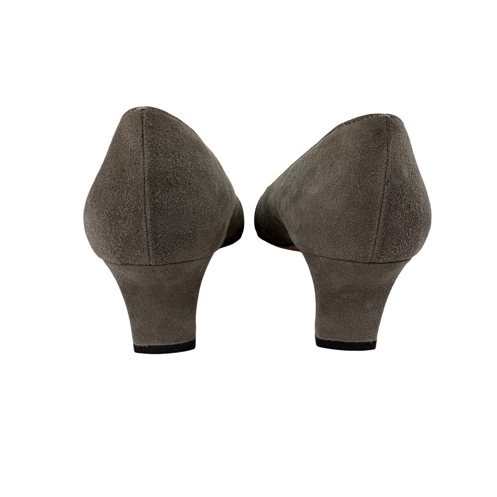 Vintage Salvatore Ferragamo Tri-Color Suede Pumps Size 7.5B Block Heel Old Money - Picture 4 of 11